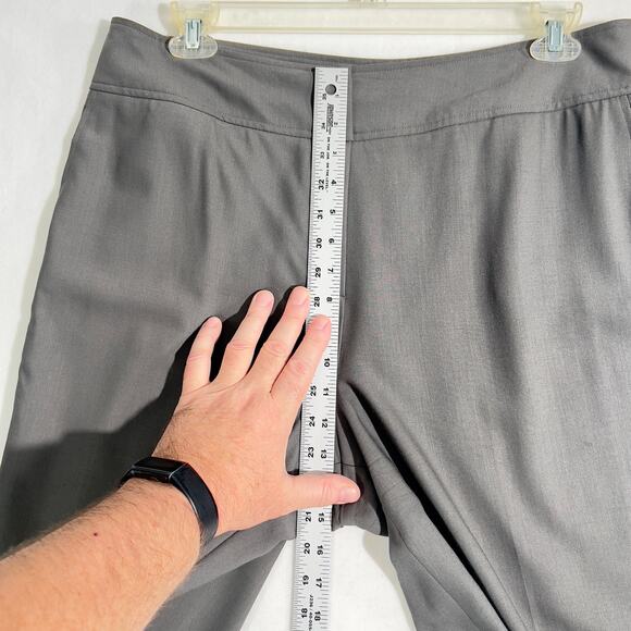 Talbots Pull On Pants Woman 16 Italian Wool Grey Pockets Made in Japan Zip Hook - Picture 9 of 11